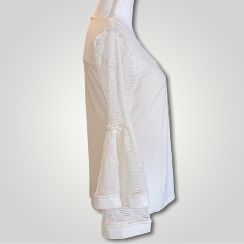 Thalia Sodi Mesh Shoulder Bell Sleeve Top - Picture 4 of 5